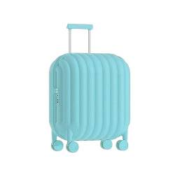 PBENO Handgepäck Koffer Brotförmiger Koffer, Schließfach, Reise-Boarding-Koffer, niedlicher Koffer, Macaron-Farbe, tragbar, kurzfristiges Reisegepäck Reisekoffer (Color : Blue, Size : 22 inch) von PBENO