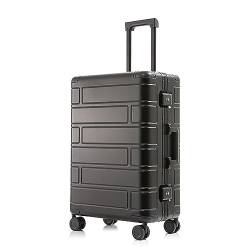 PBENO Handgepäck Koffer Ganzmetall-Koffer aus Aluminium-Magnesium-Legierung mit Universalrädern, modischer Trolley-Koffer, Passwort-Koffer, einfacher Koffer Reisekoffer (Color : Black, Size : 24inch) von PBENO