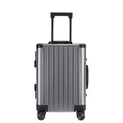 PBENO Handgepäck Koffer Trolley-Koffer aus Vollmagnesium-Aluminiumlegierung, Ganzmetall-Koffer, Rollenkoffer, Boarding-Koffer, einfacher tragbarer Koffer Reisekoffer (Color : A, Size : 28in) von PBENO