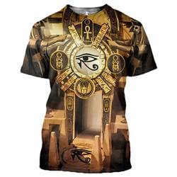Atmungsaktiv Mesh Retro T-Shirt, Ägyptisch Pyramide Symbol 3D Druck Sommer Schnell trocken Kurzärmelig für Männer Sport Trikot,Style 18,XL von PBTMCD