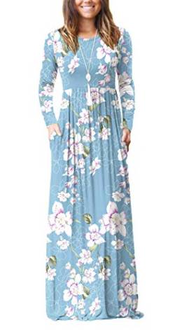 PCEAIIH Damen Kleid Maxikleid mit Blumenmuster Kleider mit Taschen Lässiges lockeres Maxikleid von PCEAIIH