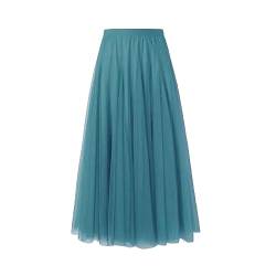 Damen-Tüllröcke, Midi, elastisch, hohe Taille, Plissiertes Netz, fließend, A-Linie, Party, Lange Tutu-Röcke, Heimkehrkleid (Lake Blue, One Size) von PDYLZWZY