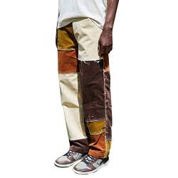 Herren y2k Baggy Jeans Loose Fit Straight Wide Leg Cargo Denim Pants Relaxed Fit Hose Streetwear (z5, L) von PDYLZWZY