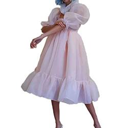 PDYLZWZY Damen Puffy Sleeve Ballkleider Tüll Abendkleid Quadratischer Kragen Rüschen Prinzessin Ballkleid Minikleid (z6, S) von PDYLZWZY
