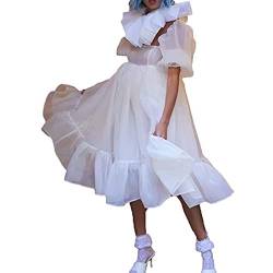 PDYLZWZY Damen Puffy Sleeve Ballkleider Tüll Abendkleid Quadratischer Kragen Rüschen Prinzessin Ballkleid Minikleid (z7, L) von PDYLZWZY