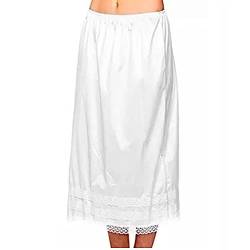 PDYLZWZY Halbschlüpfer Spitze Langer Unterrock Damen Satin Halbschlüpfer Kleid Extender Spitze Trim Midi Halbschlüpfer für Unterkleider Slip (White, L) von PDYLZWZY