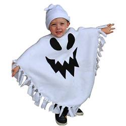 PDYLZWZY Halloween Kleinkind Gespenst Kostüm, Baby Jungen Mädchen Gespenst Kapuzenmantel Cape Weiß Gespenst Gesicht Party Cosplay Robe Gespenst Kostüm von PDYLZWZY