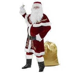PDYLZWZY Herren Damen Kostüm Weihnachtsmann Partei Cosplay Outfits anzüge Santa Claus Nikolauskostüm Deluxe Samt Erwachsene Santa Anzug Regal Plüsch Vater Samt Cosplay Kostüm (Red#1 , M ) von PDYLZWZY