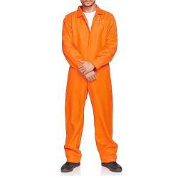 PDYLZWZY Jail Kostüme Letter Print Langarm Gefängnis Jumpsuit für Erwachsene Kleinkinder Rollenspiel Party Cosplay Outfits Gefängnis Insasse Halloween Kostüm Unisex Jail Criminal (Men Orange, S) von PDYLZWZY