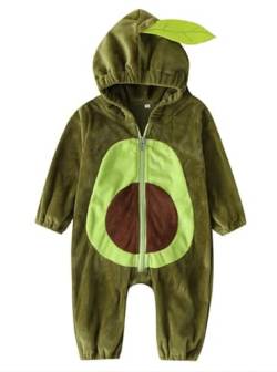 PDYLZWZY Kleinkind Baby Jungen Mädchen Green Avocado Kostüm Ärmellose Hoodies Rugby -Outfit Reißverschlussbody mit Strümpfen Halloween Kostüme (Green#1, 18-24 Months) von PDYLZWZY