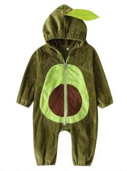 PDYLZWZY Kleinkind Baby Jungen Mädchen Green Avocado Kostüm Ärmellose Hoodies Rugby -Outfit Reißverschlussbody mit Strümpfen Halloween Kostüme (Green#1, 6-9 Months) von PDYLZWZY