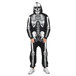 PDYLZWZY Skelett Halloween Kostüm für Erwachsene - Unisex Overall Plüsch Schlafanzug Onesie, gemütlicher Einteiler Cosplay Kostüme für Männer (5, M) von PDYLZWZY