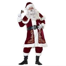 PDYLZWZY Weihnachten Weihnachtsmann Anzug Erwachsene Männer Luxus Deluxe Samt Cosplay Kostüm Outfit Fancy Dress Vater Weihnachten Professionelle Fancy Clothes Set (Erwachsene, L) von PDYLZWZY