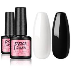 PEACECOLOR 2 Farben Set von semi-permanentem Lack Schwarz Weiß Maniküre Nail Art Nagellack-Set für DIY von PEACECOLOR