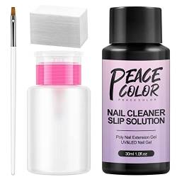 Peacecolor Poly Nail Extension Gel Slip Solution 30ML-Professional Slip Solution Kit für Extension Gel, mit Nagelbürsten-Pumpspender von PEACECOLOR