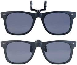 PEARL Sonnenbrillenclip: 2er-Set Sonnenbrillen-Clips im Retro-Look, polarisiert, UV400 (Optische Sonnenbrille Damen, Brillenaufstecker, Schutzbrille) von PEARL