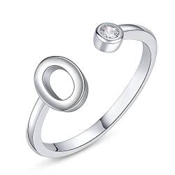 PEARLOVE Damen Mädchen Buchstabe Ring, 925 Sterling Silber Verstellbare Offener Ring mit Buchstaben für Frauen Stapelbare Alphabet ringe von A bis Z von PEARLOVE