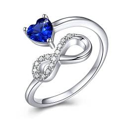 PEARLOVE Ring Silber 925 Damen, Infinity Ring, Liebesherz Ring Offene Fingerringe für Frauen Mädchen Ring Verstellbar Größe 6-12 von PEARLOVE