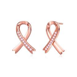 PEIMKO Brustkrebs Bewusstsein Rosa Band Ohrringe, 925 Sterling Silber Brustkrebs Überlebende Geschenke für Frauen Chemo Post Operation von PEIMKO