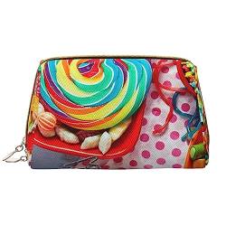 Candy Poster Make-up Tasche PU Leder Reise Kosmetiktasche Tragbare Reißverschluss Kulturbeutel Aufbewahrungstasche Für Frauen, Weiß, Einheitsgröße, weiß, Einheitsgröße von PEIXEN