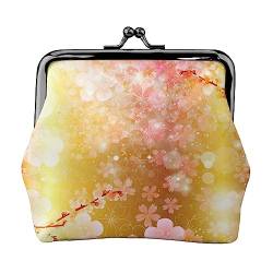 Cherry Blossoms Münzgeldbörse Kiss Lock Wechselgeldbörse Leder Kleingeld Pouch Kleine Frauen Geldbörse Tasche für Geschenke, Schwarz , Einheitsgröße, Münzbeutel von PEIXEN