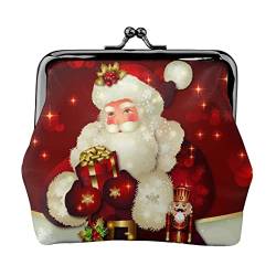 Frohe Weihnachten Weihnachtsmann Münze Geldbörse Kiss Lock Ändern Geldbörse Leder Kleingeld Pouch Kleine Frauen Brieftasche Tasche für Geschenke, Schwarz , Einheitsgröße, Münzbeutel von PEIXEN