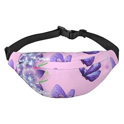 Gürteltasche mit violettem Schmetterling, Unisex, wasserabweisend, leicht, für Reisen, Sport, Wandern, Schwarz, Einheitsgröße, Schwarz , Einheitsgröße von PEIXEN