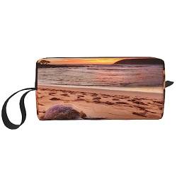 Make-up-Tasche mit Meeresschildkröte, Sonnenuntergang, große Kapazität, tragbare Reise-Aufbewahrungstasche, täglicher Kulturbeutel, weiß, Einheitsgröße, Taschen-Organizer von PEIXEN