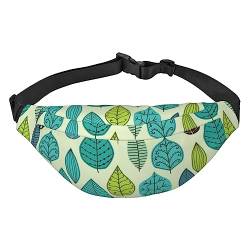 Minimal Leaf Pattern Fanny Pack Unisex Water Resistant Waist Bag Pack Lightweight Belt Bag for Travel Sports Hiking, Black, One Size, Schwarz , Einheitsgröße von PEIXEN