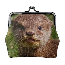 Nette Otter Geldbörse Kuss Schloss Ändern Geldbörse Leder Ändern Pouch Kleine Frauen Brieftasche Tasche für Geschenke, Schwarz , Einheitsgröße, Münzbeutel von PEIXEN