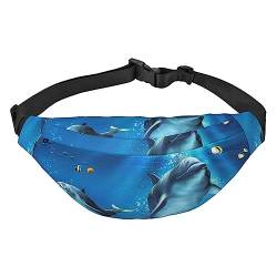 Ocean Sea Animal Delphin Fanny Pack Lightweight Waist Bag for Women Men, Belt Bag Travel Sling Bag for Hiking Running Cycling, Schwarz , Einheitsgröße, Lässiger Tagesrucksack von PEIXEN