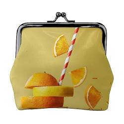 Orange Limonade Geldbörse Kiss Lock Change Purse Leder Kleingeld Pouch Kleine Frauen Geldbörse Tasche für Geschenke, Schwarz, Einheitsgröße, Mode, Schwarz , Einheitsgröße, modisch von PEIXEN