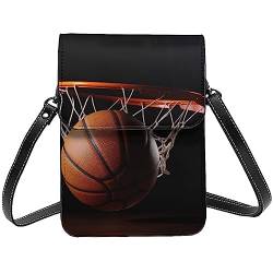 PEIXEN Basketball Crossbody Taschen Handy Geldbörse Leder Handy Taschen Schultertaschen Leichte Kleine Brieftasche für Frauen, Schwarz , Einheitsgröße von PEIXEN