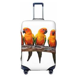 PEIXEN Bunte gelbe Papageien auf Ast, Gepäckabdeckung, elastisch, kratzfest, Reisekoffer-Schutz, passend für 45,7-81,3 cm Gepäck, Schwarz , L von PEIXEN