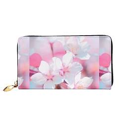 PEIXEN Cherry Blossom Ledergeldbörse Kreditkartenetui Geldbörse Reißverschluss um Lange Münzbörse Handy Clutch, Schwarz , Einheitsgröße von PEIXEN