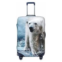 PEIXEN Cool Animal White Polar Bear Gepäckabdeckung Elastische Kofferabdeckung Schutz Anti-Kratzer Reisekoffer Protector Abdeckung Fit 18-32 Zoll Gepäck, Schwarz , S von PEIXEN