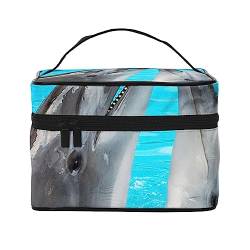 PEIXEN Coole Delphin Make-up-Tasche, Kosmetiktasche, tragbare Kulturtasche, Aufbewahrung, Organizer, Reise-Make-up-Tasche für Frauen, schwarz, Einheitsgröße, Schwarz , Einheitsgröße von PEIXEN