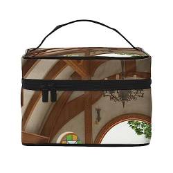 PEIXEN Country Gate Make-up-Tasche, Kosmetiktasche, tragbare Kulturtasche, Aufbewahrung, Organizer, Reise-Make-up-Tasche für Frauen, Schwarz, Einheitsgröße, Schwarz , Einheitsgröße von PEIXEN