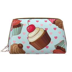 PEIXEN Cupcake Muster Make-up Tasche PU Leder Reise Kosmetiktasche Tragbare Reißverschluss Kulturbeutel Aufbewahrungstasche Für Frauen, Weiß, Einheitsgröße, weiß, Einheitsgröße von PEIXEN