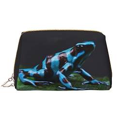 PEIXEN Dart Frosch Blau Make-up Tasche PU Leder Reise Kosmetiktasche Tragbare Reißverschluss Kulturbeutel Aufbewahrungstasche Für Frauen, Weiß, Einheitsgröße, weiß, Einheitsgröße von PEIXEN