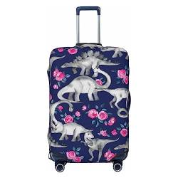 PEIXEN Dinosaurs and Roses Luggage Cover Elastic Suitcase Cover Protector Anti-Scratch Travel Suitcase Protector Cover Fit 18-32 Inch Luggage, Schwarz , S von PEIXEN