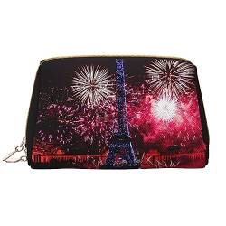 PEIXEN Eiffelturm Feuerwerk Make-up Tasche PU Leder Reise Kosmetiktasche Tragbare Reißverschluss Kulturbeutel Aufbewahrungstasche Für Frauen, Weiß, Einheitsgröße, weiß, Einheitsgröße von PEIXEN