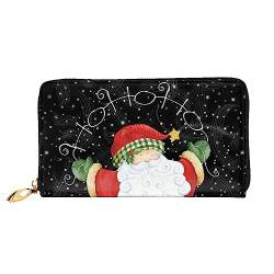 PEIXEN Frohe Weihnachten Weihnachtsmann Leder Geldbörse Kreditkartenetui Geldbörse Reißverschluss um Lange Münzbörse Handy Clutch, Schwarz, Einheitsgröße, Schwarz , Einheitsgröße von PEIXEN