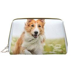 PEIXEN Hund laufen Make-up Tasche PU Leder Reise Kosmetiktasche Tragbare Reißverschluss Kulturbeutel Aufbewahrungstasche Für Frauen, Weiß, Einheitsgröße, weiß, Einheitsgröße von PEIXEN