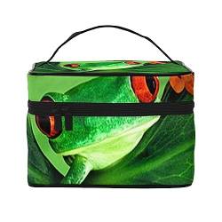 PEIXEN Niedlicher Frosch Make-up-Tasche Kosmetiktasche Tragbare Kulturtasche Aufbewahrung Organizer Reise Make Up Tasche für Frauen, Schwarz, Einheitsgröße, Schwarz , Einheitsgröße von PEIXEN