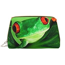 PEIXEN Niedlicher Frosch Make-up Tasche PU Leder Reise Kosmetiktasche Tragbare Reißverschluss Kulturbeutel Aufbewahrungstasche Für Frauen, Weiß, Einheitsgröße, weiß, Einheitsgröße von PEIXEN