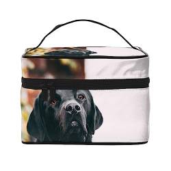 PEIXEN Niedlicher Hunde-Make-up-Tasche, Kosmetiktasche, tragbare Kulturtasche, Aufbewahrung, Organizer, Reise-Make-up-Tasche für Frauen, schwarz, Einheitsgröße, Schwarz , Einheitsgröße von PEIXEN