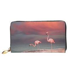 PEIXEN Pink Flamingo Leder Geldbörse Kreditkartenetui Geldbörse Reißverschluss um Lange Münzbörse Handy Clutch, Schwarz, Einheitsgröße, Schwarz , Einheitsgröße von PEIXEN