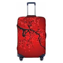 PEIXEN Rote Kirschblüte Gepäckabdeckung, elastisch, waschbar, Koffer-Schutz, kratzfest, Reisekoffer-Abdeckung, passend für 45,7-81,3 cm, Schwarz , XL von PEIXEN