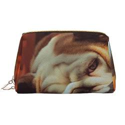 PEIXEN Süße Bulldogge Make-up Tasche PU Leder Reise Kosmetiktasche Tragbare Reißverschluss Kulturbeutel Aufbewahrungstasche Für Frauen, Weiß, Einheitsgröße, weiß, Einheitsgröße von PEIXEN